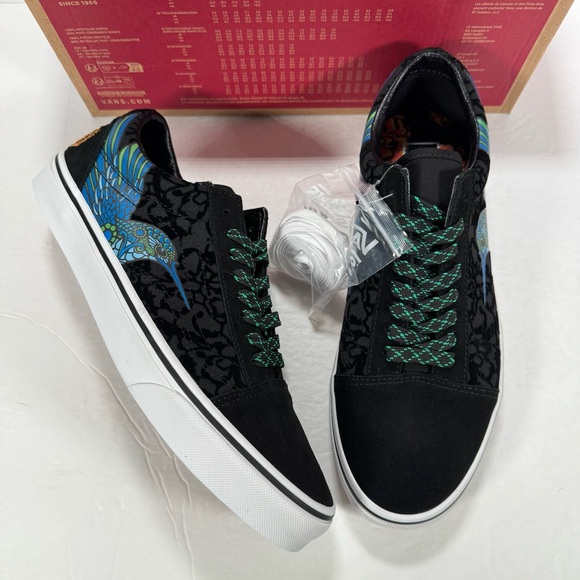 Vans Old Skool Dia De Los Muertos Day Of The Dead Black Blue Sneaker Men Size 10